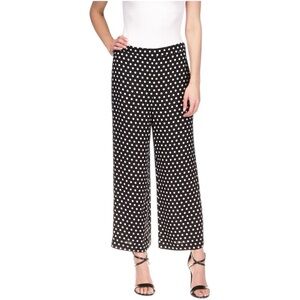 Michael Kors Wide Leg Polka Dot Cropped Pants black white elastic high waist M
